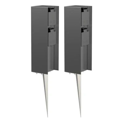 Immagine di ledscom.de 2 x POMI presa da giardino a colonna con picchetto terra per esterni, IP44, gang, antracite, angolare, 23cm
