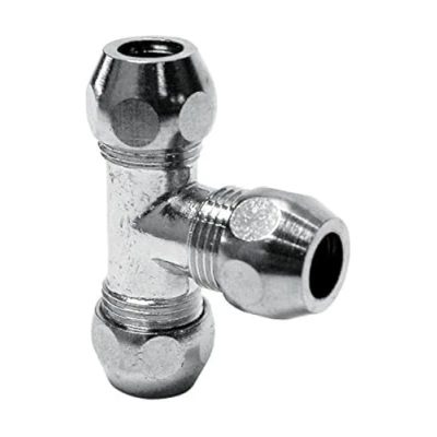 Immagine di Raccordo a compressione T con 3 Spremere 8 mm 3/8 pollici per tubi di rame Collegamento rubinetto cromato, 16205 0