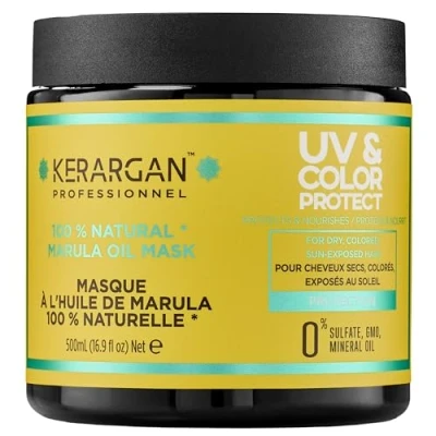 Immagine di Kerargan Maschera Protettiva UV &amp; Colore all&#039;Olio di Marula per Capelli Secchi e Colorati Idrata, Rivitalizza, Protegge Senza Solfati, GMO, Olio Minerale 500ml