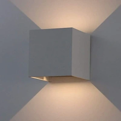 Immagine di K Bright 7W Lampada da Parete LED Con Angolo del Fascio Regolabile Bianco caldo 3000K Applique interno ed esterno IP65 Impermeabile Cubo Moderno (Grigio)