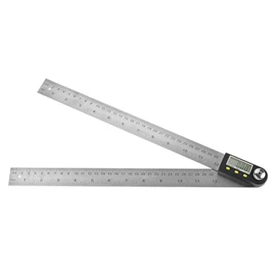 Immagine di Goniometro Digitale 2 in 1 Angle Finder 0 300mm 360 acciaio inox elettronico Gauge Righello Display LCD con funzione di blocco