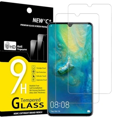 Immagine di NEW&#039;C 2 Pezzi, Vetro Temperato per Huawei Mate 20, Pellicola Prottetiva Anti Graffio, Impronte, Senza Bolle, Durezza 9H, 0,33mm Ultra Trasparente, Resistente