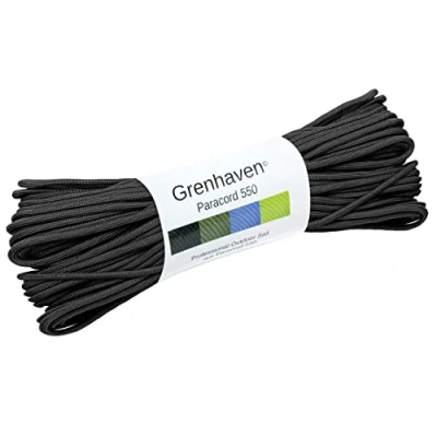 Immagine di Grenhaven Corda Paracord per Paracadute Universale, 31m (100ft) 550lbs in Parachute Nylon, Braccialetti, Sport, Campeggio, Stringa, Fune, Collane, Outdoor (Non Adatta Arrampicata) Nero