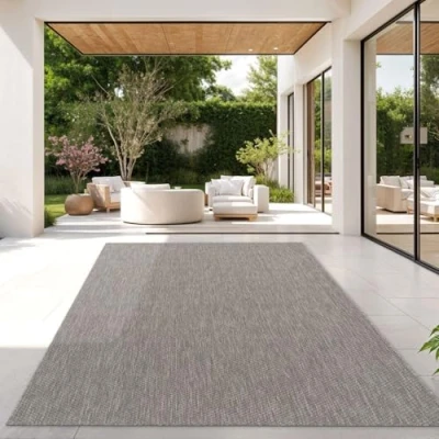 Immagine di Tappeto Per Esterni Cucina Balcone Terrazza Design Moderno Monocolore, Colore:Grigio, Dimensione:160x220 cm