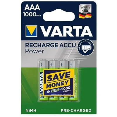 Immagine di Varta 1X4 Professional Nimh 1000 mAh Aaa Nichel Metallo Idruro (Nimh) 1,2 V Batteria ricaricabile Ila (1000 mAh, (Nimh), Aaa, V, Argento)