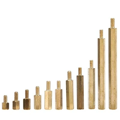 Immagine di distanziatore esagonale, in rame, ottone, dadi esagonali a testa singola M3, kit assortimento di per viti scheda PCB(M3*20)