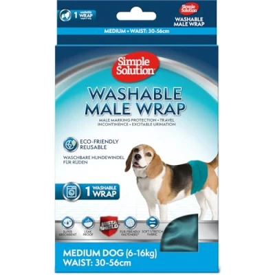 Immagine di Simple Solution Pannolino Avvolgente e Lavabile, per Cane Maschio, Taglia Media