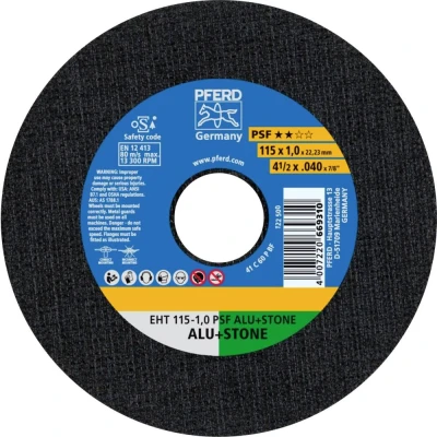 Immagine di PFERD EHT 115 1,0 PSF ALU+STONE 61818010 Disco di taglio dritto mm 25 pz. Alluminio, Metalli non ferrosi, titanio, Lega Ghisa, Duroplast,