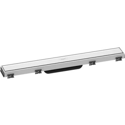 Immagine di hansgrohe RainDrain Match set di canalina doccia con cornice ad altezza regolabile, canale drenaggio 600 mm, scarico a pavimento, bianco