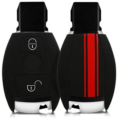 Immagine di kwmobile Custodia Coprichiave Compatibile con Mercedes Benz 2 tasti (solo Keyless Go) Cover Copritelecomando Chiave Auto Copri Chiavi Macchina Strisce Rally