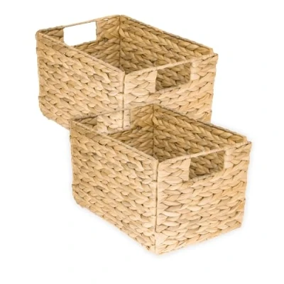 Immagine di HMF Cesto portaoggetti pieghevole intrecciato in giacinto d&#039;acqua, set da 2 pezzi, misura M, 32 x 23 20 cm