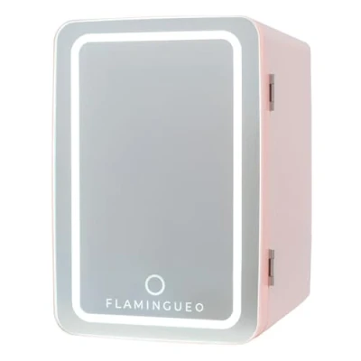 Immagine di Flamingueo Frigorifero Piccolo 6,5L Mini Frigo Specchio e LED, 12V/220V, da Camera, Ufficio, Raffreddamento Riscaldamento