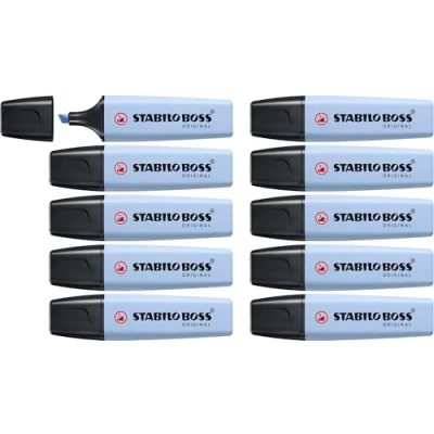 Immagine di Stabilo Set di 3 evidenziatori Boss, punta smussata, 2 5 mm, colore: blu pastello