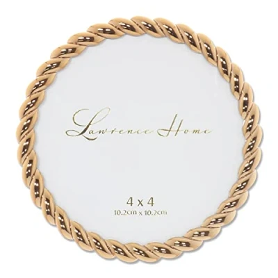Immagine di Lawrence Frames Corda Design Telaio in metallo, 4x4 Rotondo, Oro