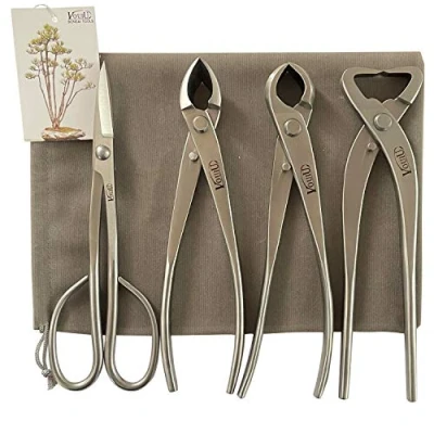 Immagine di vouiu Set di 4 attrezzi per bonsai, include tronchese concava, sferica, tagliarami e forbici bonsai