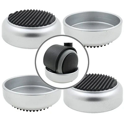Immagine di 4X Coppette per Rotelle Color Argento Antiscivoli Proteggere i Pavimenti e Prevenire L&#039;arrotolamento dei Letti Altri Mobili su Ruote da Lifeswonderful