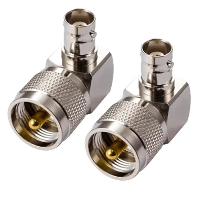 Immagine di Vecys Adattatore Radio CB PL259 UHF Maschio a BNC Femmina Antenna 90 gradi ad angolo retto per Walkie Talkie portatile bidirezionale SO 239 Coax (2 pezzi)