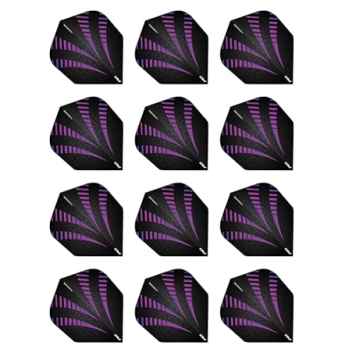 Immagine di RED DRAGON Hardcore Radical Nero e Viola Burst Dart Standard di Spessore Extra 4 Set per Confezione (12 Voli in Totale)