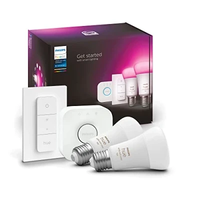 Immagine di Philips Hue Startkit 2xE27 + Bridge &amp; Dimmer Bianco Color Ambiance