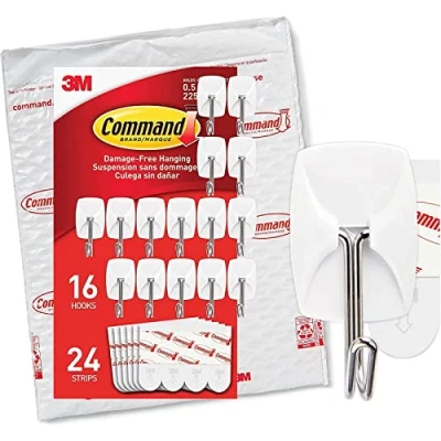 Immagine di Command GP067 16NA Filo piccolo, argento, bianco, 16 ganci