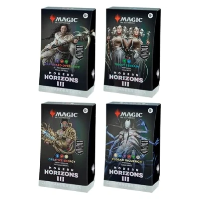 Immagine di Magic: The Gathering Modern Horizons 3 Commander Deck Bundle Include tutti e 4 i mazzi (Graveyard Overdrive, Tricky Terrain, Creative Energy ed Eldrazi Incursion)