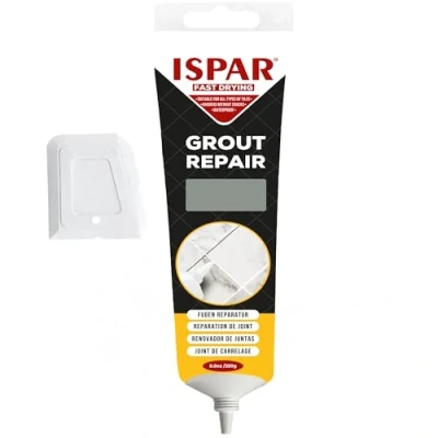 Immagine di ISPAR Malta per fughe grigia, 250 g, di piastrelle con spatola, colore la riparazione in bagno e cucina, inodore pratico