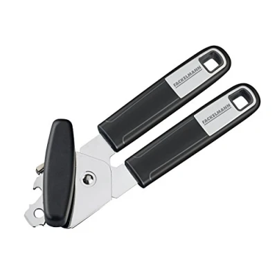 Immagine di Fackelmann Apriscatole 20 cm SENSE con manico ergonomico e antiscivolo soft touch, levacapsule, foro per lattine apribottiglie (colore: Argento/Nero), quantità: 1 pezzo