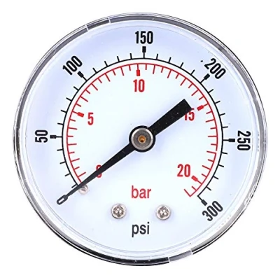 Immagine di Manometro a doppia scala, quadrante da 50 mm, contatore posteriore 1/8 &quot;BSPT Misuratore di gas aria olio acqua(0 300psi 0 20bar)