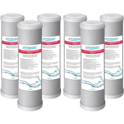 Immagine di Filtro Cartuccia Carbon Block 5 micron 10 Pollici CTO per osmosi inversa Set 6 Pz. Filtri Acqua Italia®