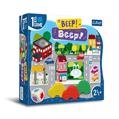Immagine di Trefl Beep! Beep!, Il primo gioco da tavolo per i più piccoli, macchinine in legno, grandi elementi, bambini piccoli