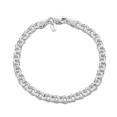 Immagine di Amberta Bracciale da Donna in Argento Sterling 925 Lunghezza 19 cm: Maglia Barbazzale Doppia 4.5 mm