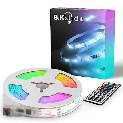 Immagine di B.K.Licht led rgb, 5m, Strisce LED, telecomando, colorata, accorciabile, adesiva, luci camera da letto, Striscia 5 metri, Striscia, tv retroilluminazione intelligente,