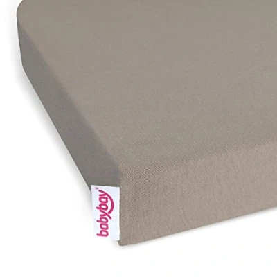 Immagine di lenzuolo con angoli babybay jersey deluxe adatto ai modelli allunga laterale per letto Original, Maxi, Midi e Boxspring, torrone, 89 x 65 cm (1 confezione)