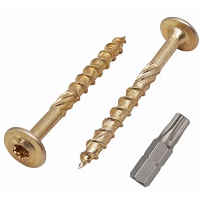 Immagine di Confezione da 20 viti per legno gialle in acciaio zincato 6,0 x 60 mm, con testa Torx, sottile, legno, parzialmente filettate (20, mm)