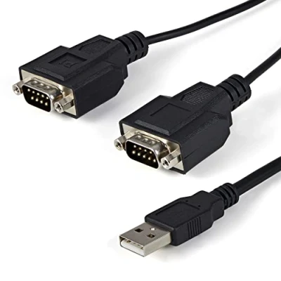 Immagine di StarTech.com Cavo adattatore da USB a seriale, 2 porte con interfaccia COM, FTDI, Convertitore RS232 (ICUSB2322F)