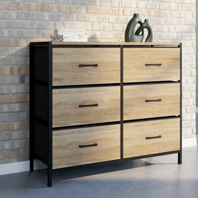 Immagine di Cassettiera in tessuto a 6 cassetti UTAH 80 cm mobile contenitore di design industriale IDMarket