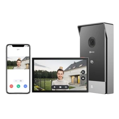 Immagine di EZVIZ Videocitofono Collegato allo Smartphone, 7 Pollici Touch Monitor, Visione Notturna, Unlock Remote, 2K, Rilevamento Umano, Opzione RFID, Impermeabile CP7