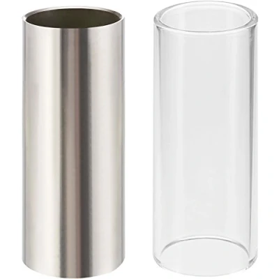 Immagine di 2 Pezzi Slide in Vetro e Acciaio Inox Scatola per Chitarra, Basso, Medio (6 cm)