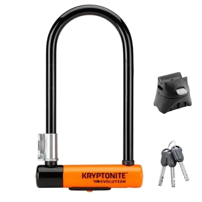 Immagine di Kryptonite New U Evolution , Blocco Disco Standard con Supporto Flexframe Unisex Adulto, Arancione, 10 x 22.9