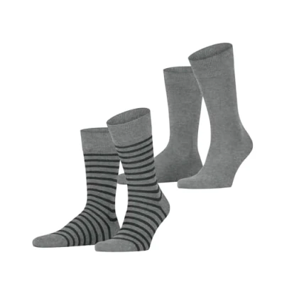 Immagine di Esprit FINE Stripe 2PACK WITH Pattern Calze Light grey, Uomo, Taglia: 39 42, grey