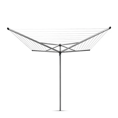 Immagine di Brabantia Stendibiancheria Topspinner 50m di Spazio per Stendere Corde Resistenti ai raggi UV &amp; Profilo Antiscivolo con Picchetto e Custodia (45mm) Metallic Grey ø 295 cm