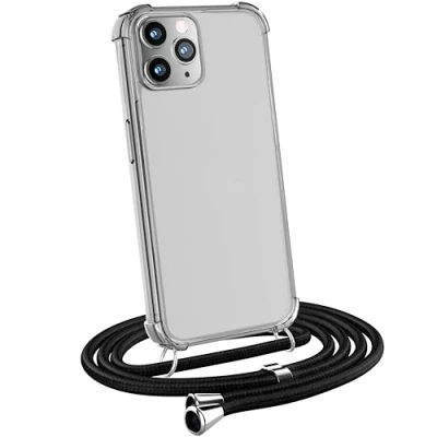 Immagine di MyGadget Cover per iPhone 11 Pro Max Custodia con Corda Case Cordino Trasparente Antiurto Laccio Tracolla Practical Stylish Nero