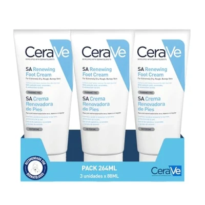 Immagine di CeraVe SA Crema Piedi Rinnovatrice 3x 88 ml, Per Estremamente Secchi, Ruvidi e Irritati, Esfolia Idrata Intensamente, Con Acido Salicilico, 3 Ceramidi Essenziali Lattato di Ammonio.