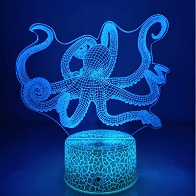 Immagine di HPBN8 Ltd Illusione Ottica 3D Polpo Luce Della Notte LED Lampada 7 Cambiamento di Colore USB Power Interruttore Tattile Giocattoli per Bambini Decor Natale Regalo Compleanno