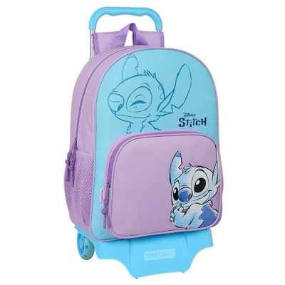 Immagine di Safta STITCH SWEET Zaino scuola con carrello 905, ideale per bambini di diverse età, comodo e versatile, qualità resistenza, 33 x 14 42 cm, colore: Blu/Lilla, Estándar, Casual