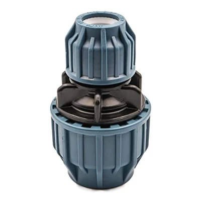 Immagine di Raccordo ridotto in polipropilene per tubo PE, diametro 25 mm x 20 a compressione acqua potabile, 16 Bar, Cert. DVGW/KIWA/WRAS