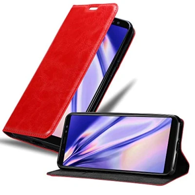 Immagine di Cadorabo Custodia Libro per Samsung Galaxy A6 2018 in ROSSO MELA con Vani di Carte, Funzione Stand e Chiusura Magnetica Portafoglio Cover Case Wallet Book Etui Protezione