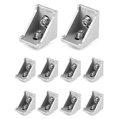 Immagine di QWORK 10 Pezzi staffa angolare in Lega di Alluminio, alluminio 30x30, per profilo a parete materiale montaggio