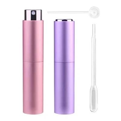 Immagine di Zingso 2 mini flaconi spray da viaggio ricaricabili 10 ml, riutilizzabili, per profumo, dopobarba, con imbuto, viaggio, ml (rosa + viola chiaro)