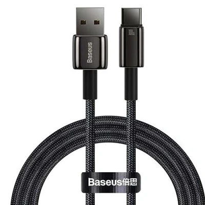 Immagine di Baseus Tungsten Gold Cavo Dati di Ricarica Rapida USB a Tipo C, 100 W, 1 m, Colore: Nero